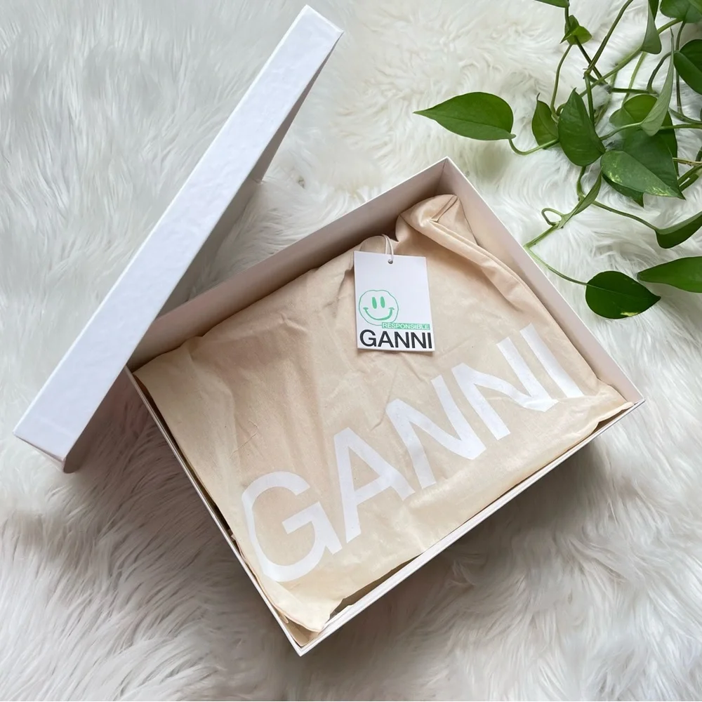 GANNI Orange Embroidered Canvas Espadrille Slippers Women’s Size 9 EU 39 NIB